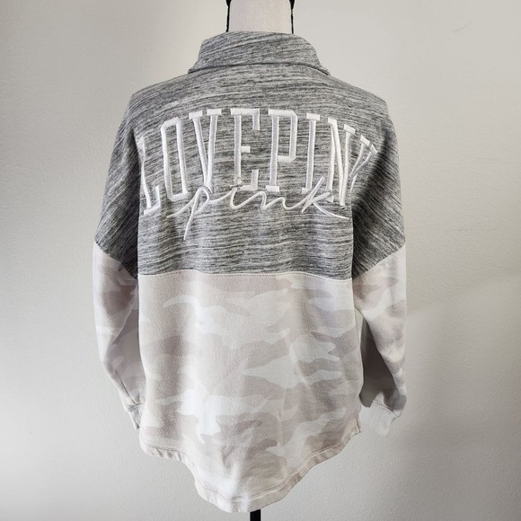Victoria's Secret Jackets & Blazers - Victoria Secret VS‎ PINK Women Small Gray Camo Spirit Jersey Pullover Jacket